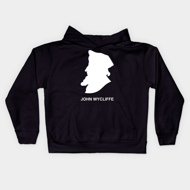 Silhouette of the Christian reformer and preacher John Wycliffe Kids Hoodie by Reformer